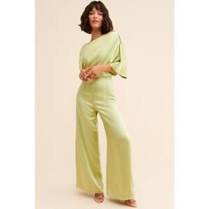 Elliatt Matria Satin Jumpsuit Green Size S